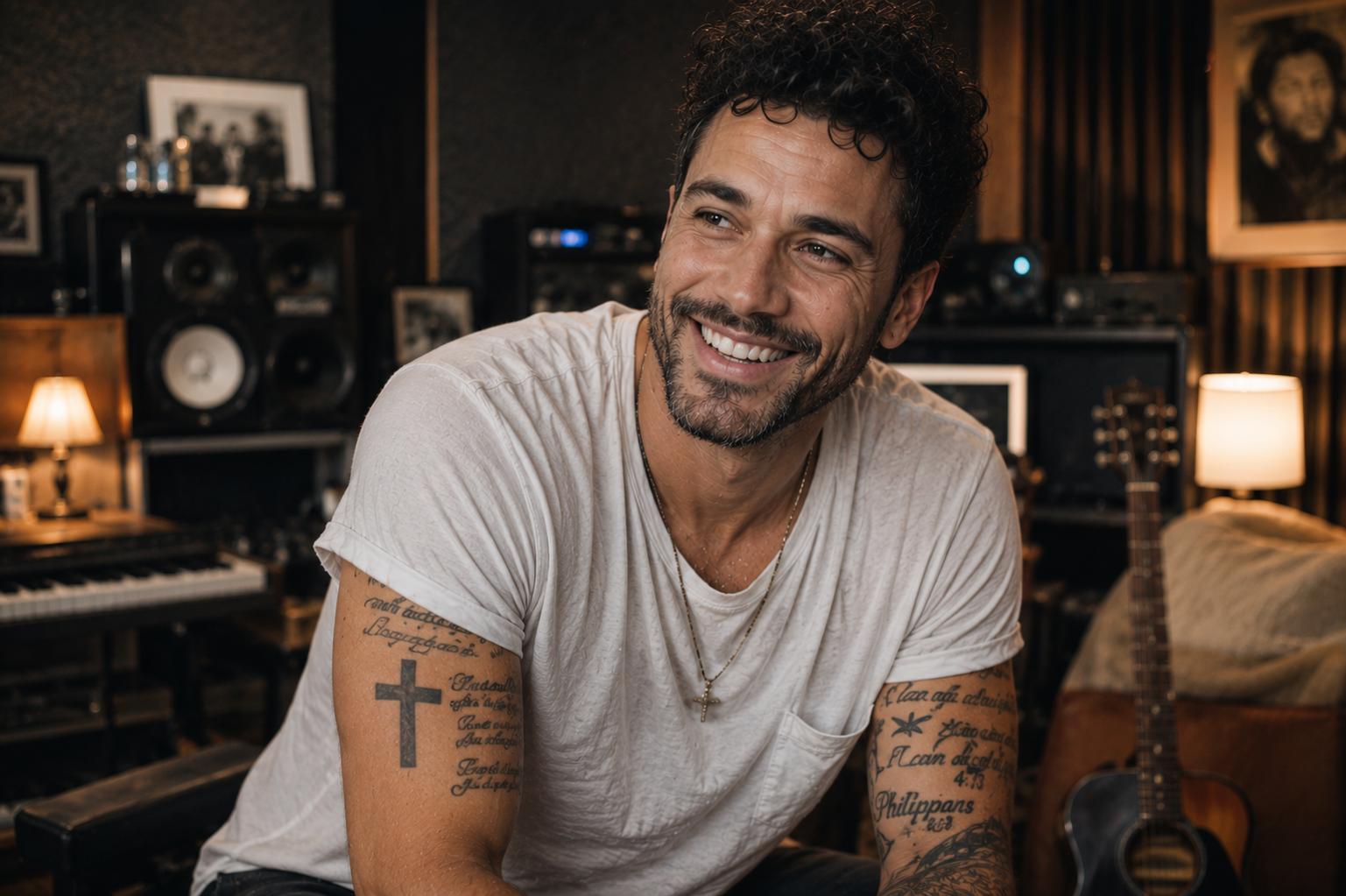 Jasper Ladd smiling in a relaxed studio moment