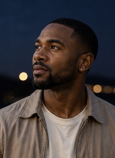 Joseph Young in an evening outdoor portrait