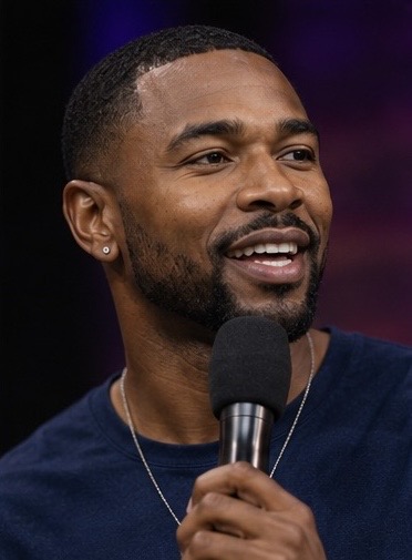 Joseph Young speaking into a microphone