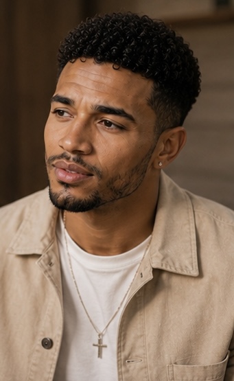 Tagg Morrison in a thoughtful side portrait